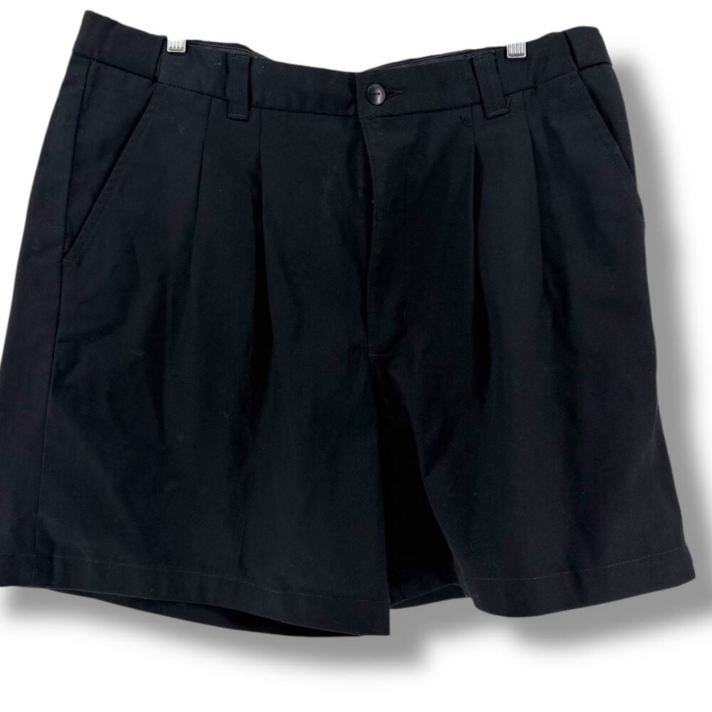 KingSize Men's Size 42 Tall Black Pleated Shorts Wrinkle Free Expandable Waist